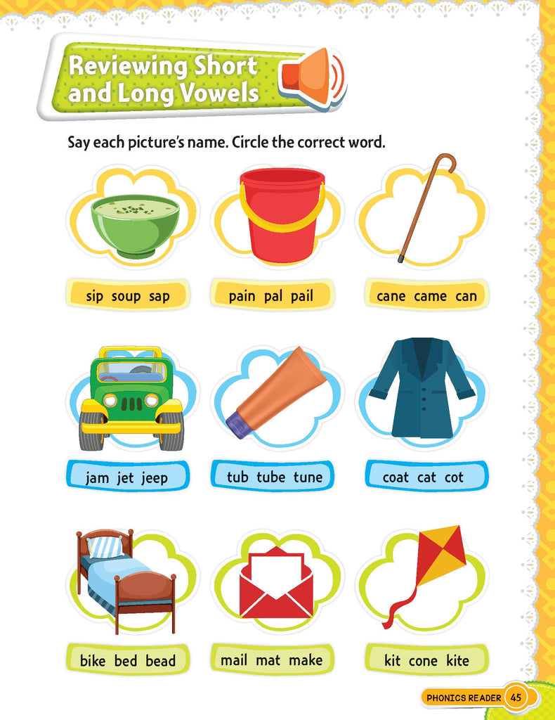 Phonics Reader- 2 (Short and Long Vowel Sounds) Age 5+ – Cretto