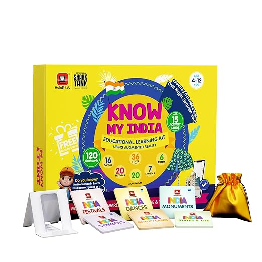 HOLOKITAB  HoloKitab Combo Know my India Smart Learning Kit for Kids. Learn about Indian Dances, Monuments, Festivals, States UTs & National Symbols | 120 Flashcards | Activity Cards | AR Enabled | 4- 14 Yrs