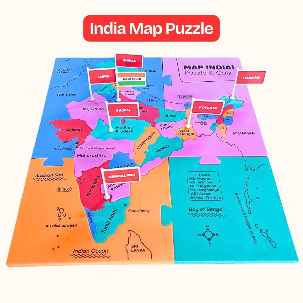 India Map Puzzle with State Capitals