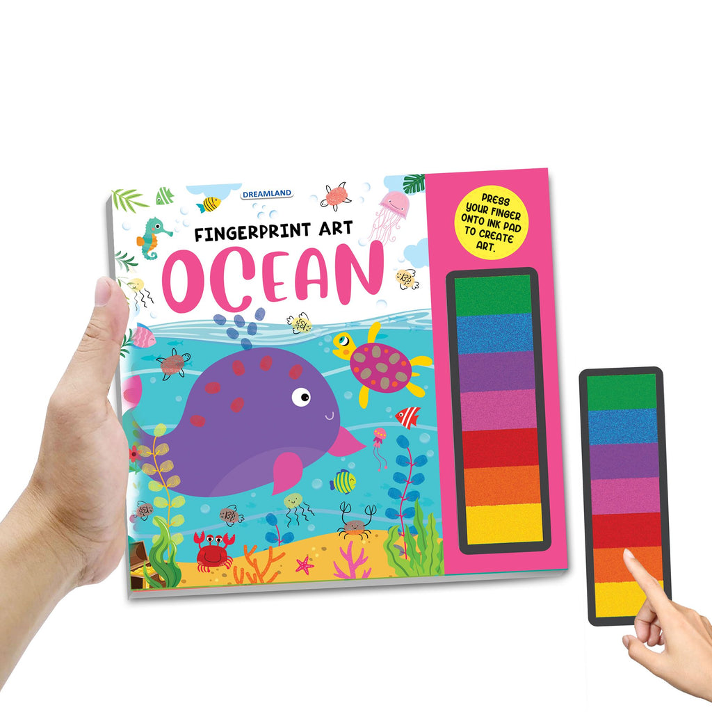 Fingerprint Art Activity Book for Children - Ocean with Thumbprint Gadget